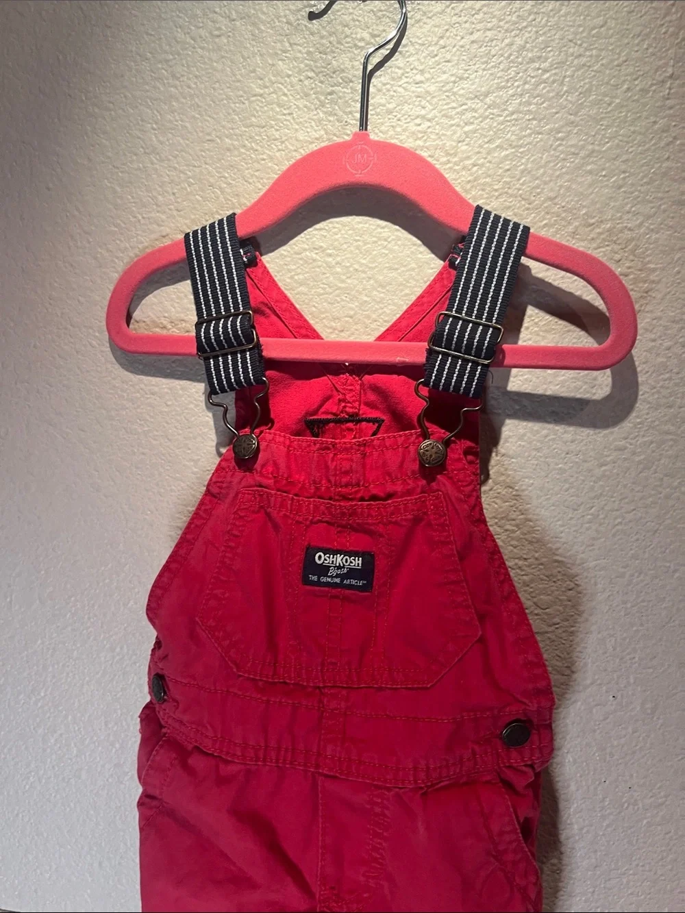 Oshkosh B’Gosh Baby Overalls Shortalls Red Blue Stripes Size 18 Months